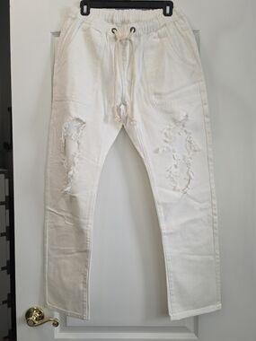 NWOT One Teaspoon Shabbies Low Waist Drawstring Boyfriend Soft White Jeans Sz S